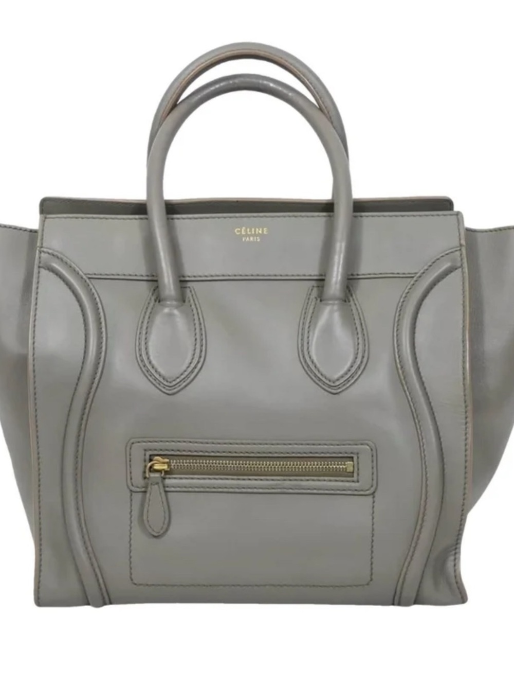 Grey Leather Mini Luggage Tote
